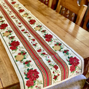 Cotton Poinsettia Table Runner, Reversible