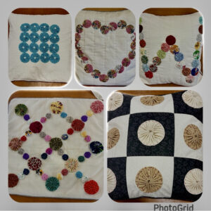 Decorative Sofa Pillows w/ Fabric Yo-yos