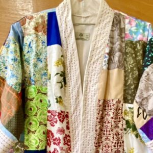 Vintage Patchwork Kimono w/ Sashiko Stitching