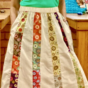 Vertical Patchwork Skirt w/ 2 side in-seam pockets